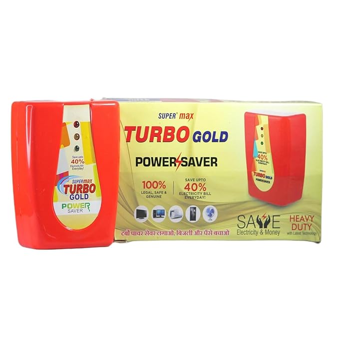 Super Max Turbo Gold Power Saver Electricity Saving Device (ISI) 40% Save Upto Electricity – Pack of 1 Multicolor (Original)