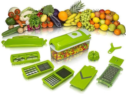 12 in 1 Vegetable & Fruits Cutter, Slicer, Dicer Grater & Chopper, Peeler for Kitchen (12 in 1 Nicer) (Green)